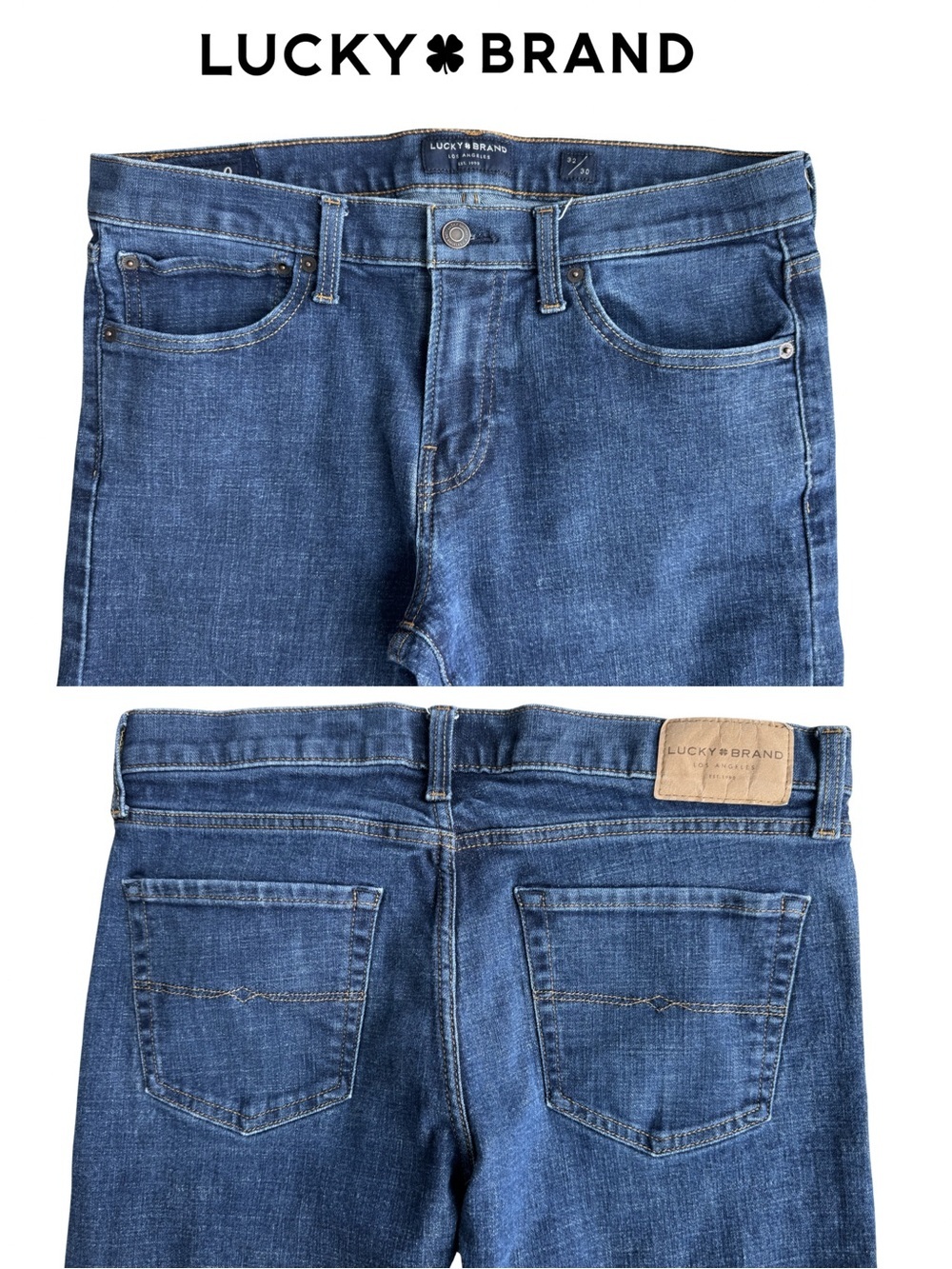 Lucky Brand Men's 110 Slim Dark Blue Indigo Stretch Denim Jeans 32 30 EUC cotton - Picture 4 of 7